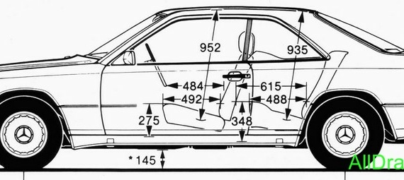 Mercedes W 124 Coupe (1989) (Mercedes B 124 Coupe (1989)) - drawings (drawings) of the car